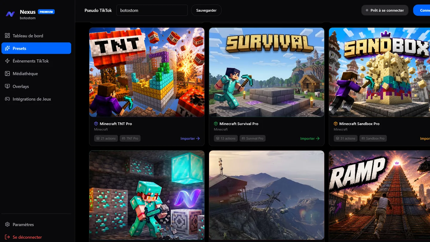 NexusTok — interactive TikTok Live dashboard connecting gifts to games